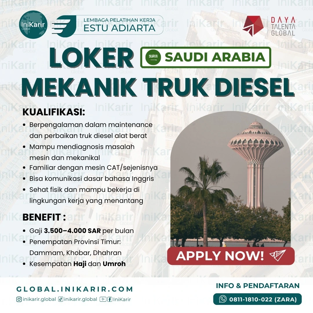 Loker Mekanik Truk Diesel Saudi