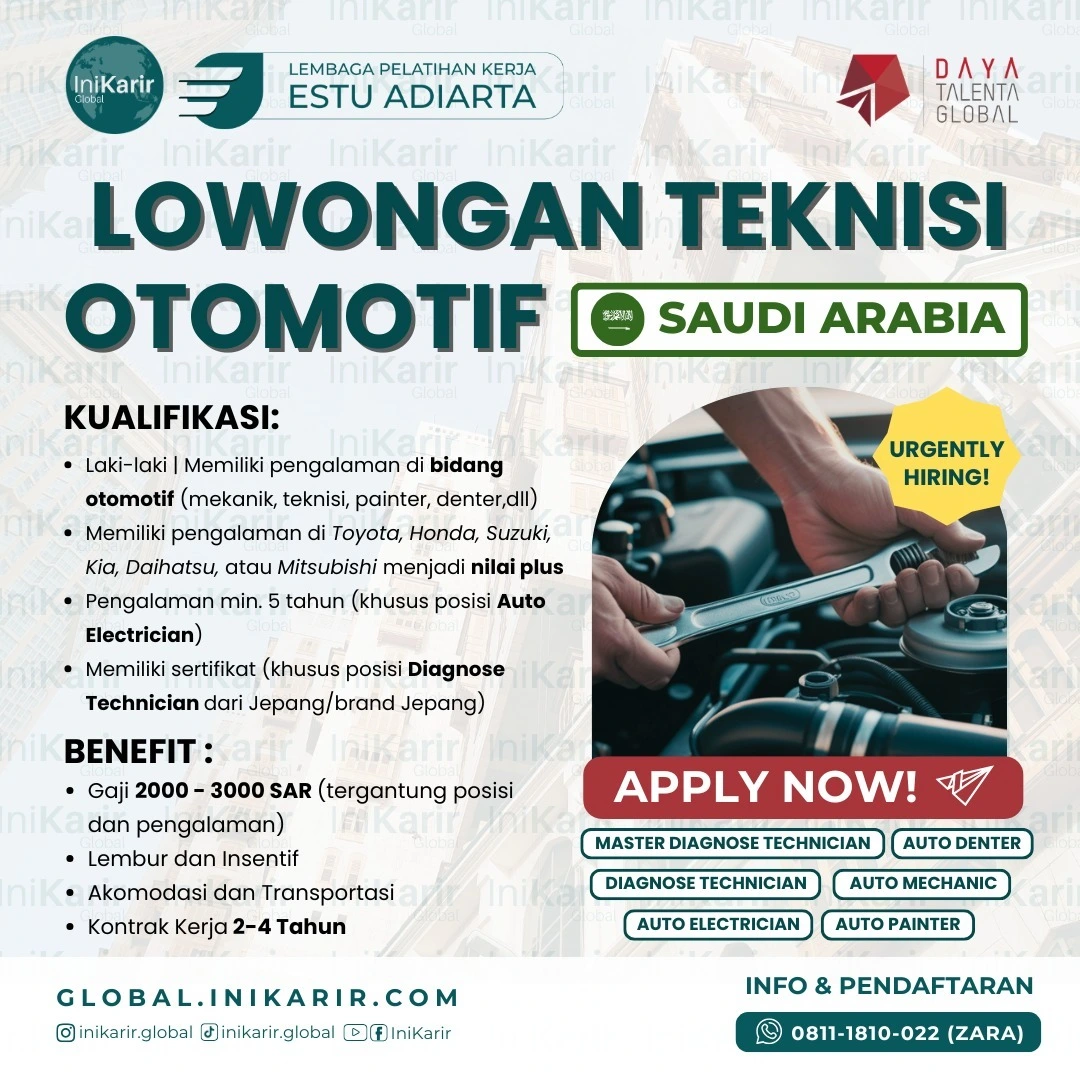 Lowongan Teknisi Otomotif Saudi Arabia